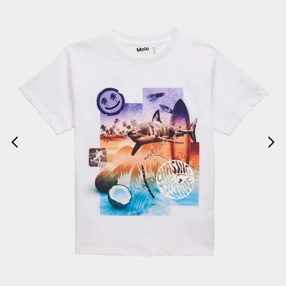 Molo Kids Graphic Shark T-Shirt - White NWT